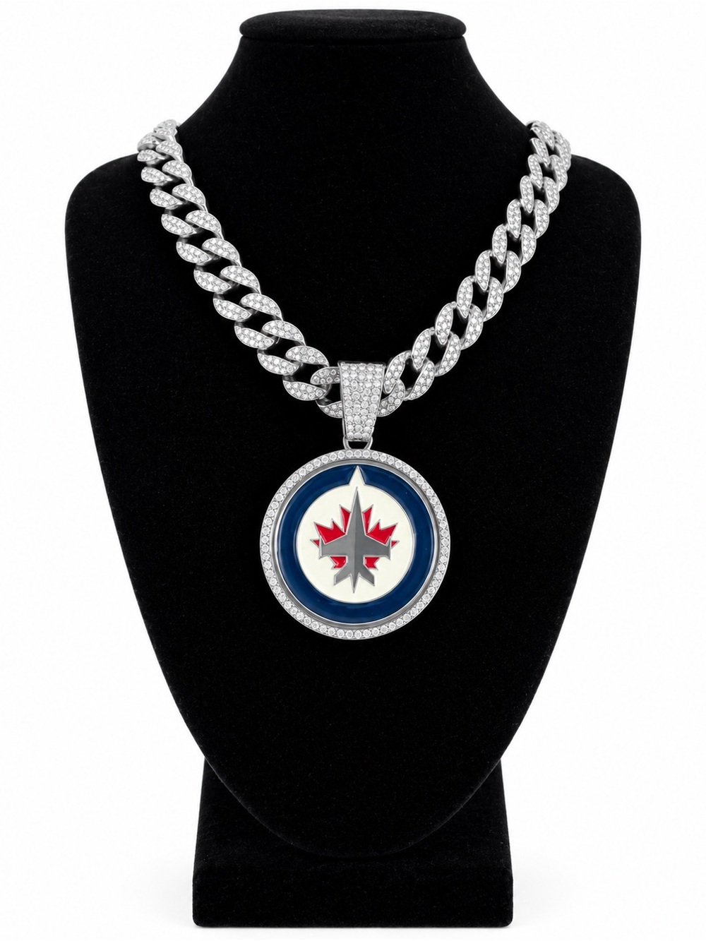 Iced out Winnipeg Jets Pendant with Necklace